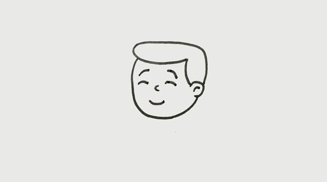 先畫(huà)出爸爸的頭部輪廓，里面畫(huà)上彎彎的眉毛、眼睛、鼻子和嘴巴.jpg